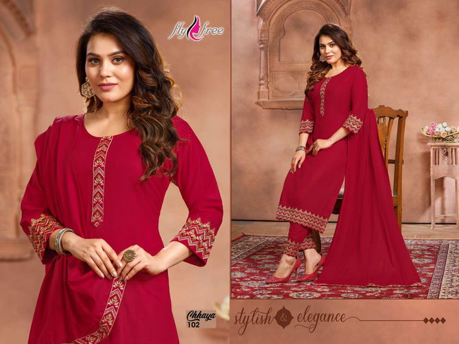 Fly Free Chhaya New Exclusive Wear Heavy Rayon Ready Made Salwar Suit Collection